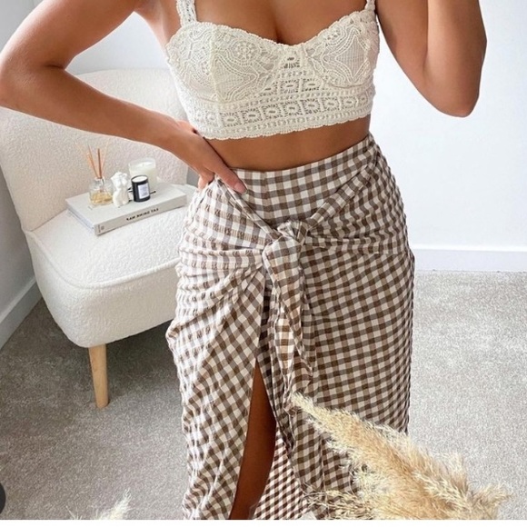 ZARA Gingham wrap skirt NWT - Picture 7 of 12